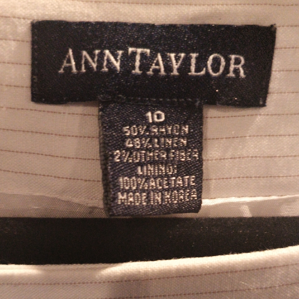 FINAL PRICE Ann Taylor Ivory Linen Blend Maxi Dress w High Side Slits 10